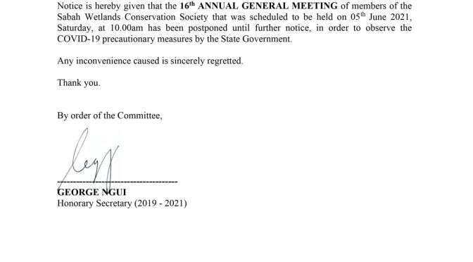 NOTICE OF POSTPONEMENT OF THE 16TH ANNUAL GENERAL MEETING (SPECIAL)